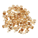 Maxbell 50Pcs Plastic End Cap Bead Stopper DIY Leather Cord Jewelry Findings  Gold