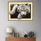 Maxbell DIY 5D Diamond Embroidery Painting Tiger Cross Stitch Art Kit White Tiger