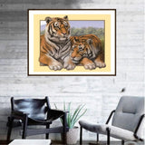 Maxbell DIY 5D Diamond Embroidery Painting Tiger Cross Stitch Art Kit Double Tigers