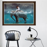 Maxbell DIY 5D Diamond Embroidery Painting Cross Stitch Kit Crafts Girl and Elephant