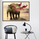 Maxbell DIY Diamond Painting Embroidery Paint By Number Kits Elephant and Hill