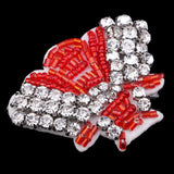 Max Shell Shape Sequins Beaded Decorative Applique Patches for Clothes Hat Red