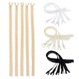 Max 5Pcs Nylon Coil Zippers Closed End Invisible Zipper for Sewing Dark Beige