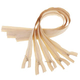 Max 5Pcs Nylon Coil Zippers Closed End Invisible Zipper for Sewing Dark Beige