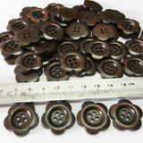 Maxbell 30Pcs 4 Hole Wooden Plum Blossom buttons for Sewing Scrapbooking Dark Brown