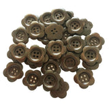 Maxbell 30Pcs 4 Hole Wooden Plum Blossom buttons for Sewing Scrapbooking Dark Brown