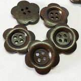 Maxbell 30Pcs 4 Hole Wooden Plum Blossom buttons for Sewing Scrapbooking Dark Brown