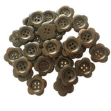 Maxbell 30Pcs 4 Hole Wooden Plum Blossom buttons for Sewing Scrapbooking Dark Brown