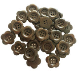Maxbell 30Pcs 4 Hole Wooden Plum Blossom buttons for Sewing Scrapbooking Dark Brown