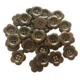 Maxbell 30Pcs 4 Hole Wooden Plum Blossom buttons for Sewing Scrapbooking Dark Brown