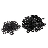 Max 100 Sets Metal Eyelet with Washer for Clothing Accessories 8 x 4mm Black