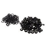 Max 100 Sets Metal Eyelet with Washer for Clothing Accessories 8 x 4mm Black