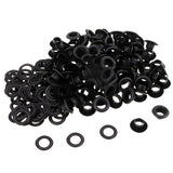 Max 100 Sets Metal Eyelet with Washer for Clothing Accessories 8 x 4mm Black