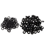Max 100 Sets Metal Eyelet with Washer for Clothing Accessories 8 x 4mm Black