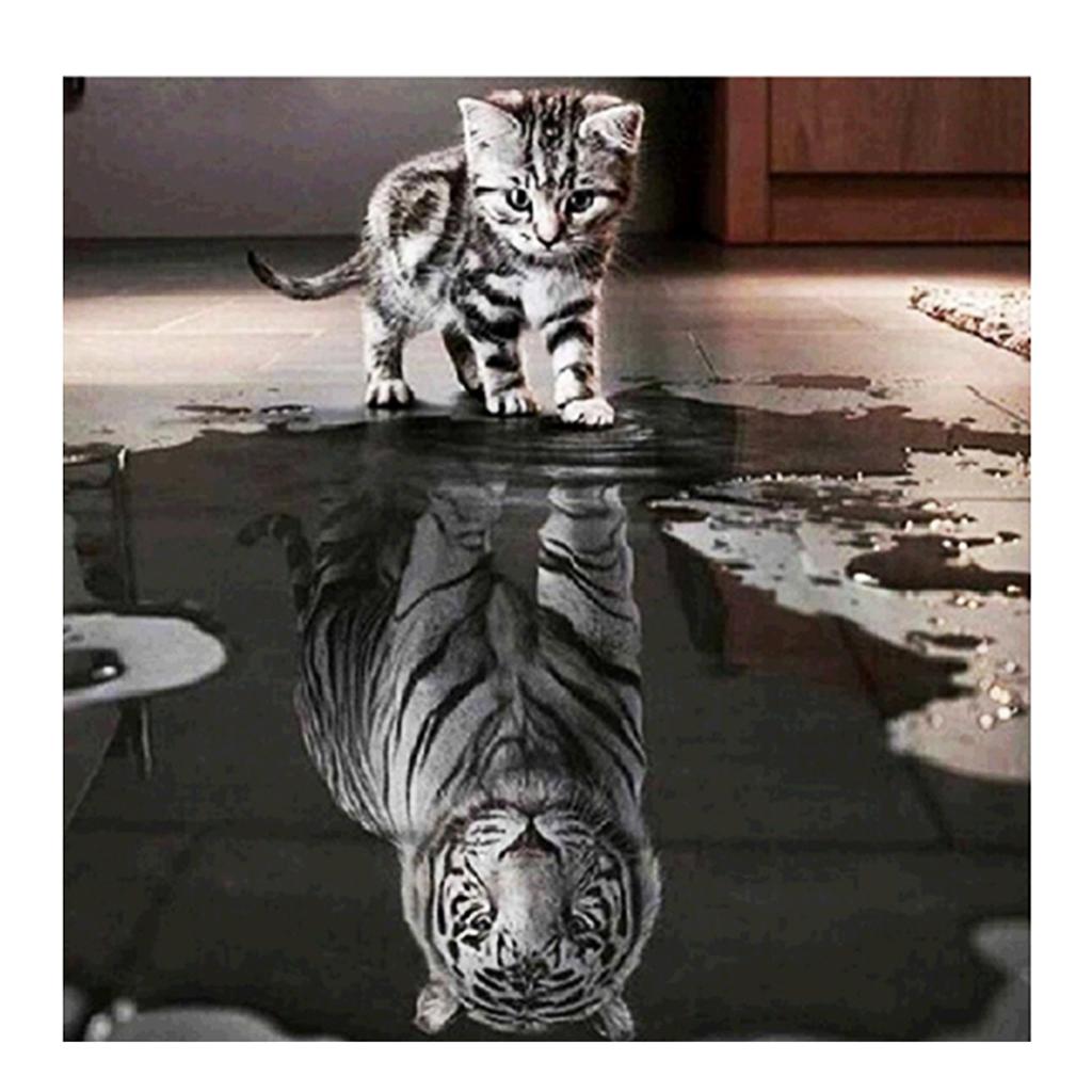 Max 5D DIY Diamond Painting Embroidery Cat & Tiger Cross Stitch Kit Decor +Tools