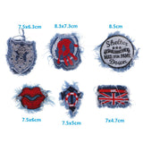 Max 6 Pieces Embroidered Sew-on Patches Denim Fabric for Clothes Hats Bags Decor