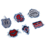 Max 6 Pieces Embroidered Sew-on Patches Denim Fabric for Clothes Hats Bags Decor