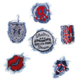 Max 6 Pieces Embroidered Sew-on Patches Denim Fabric for Clothes Hats Bags Decor