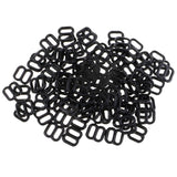 Max 100Pcs 6mm Nylon Adjustment 8 Hook Bra Slider Buckle Bikini Fasteners Black