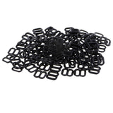 Max 100Pcs 6mm Nylon Adjustment 8 Hook Bra Slider Buckle Bikini Fasteners Black