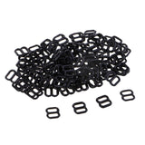 Max 100Pcs 6mm Nylon Adjustment 8 Hook Bra Slider Buckle Bikini Fasteners Black