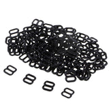 Max 100Pcs 6mm Nylon Adjustment 8 Hook Bra Slider Buckle Bikini Fasteners Black