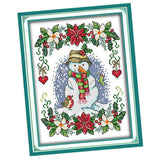 Max New Year Snowman Pattern Stamped Cross Stitch Kit Needlework 11CT 27x37cm