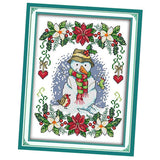 Max New Year Snowman Pattern Stamped Cross Stitch Kit Needlework 11CT 27x37cm