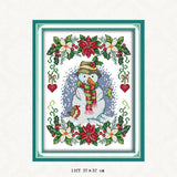 Max New Year Snowman Pattern Stamped Cross Stitch Kit Needlework 11CT 27x37cm