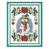 Max New Year Snowman Pattern Stamped Cross Stitch Kit Needlework 11CT 27x37cm