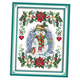 Max New Year Snowman Pattern Stamped Cross Stitch Kit Needlework 11CT 27x37cm