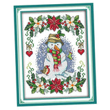 Max New Year Snowman Pattern Stamped Cross Stitch Kit Needlework 11CT 27x37cm