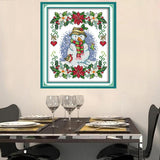 Max New Year Snowman Pattern Stamped Cross Stitch Kit Needlework 11CT 27x37cm