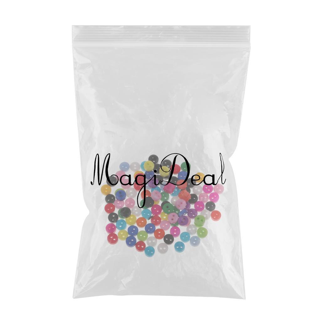 Max 100Pcs Candy Color 2-Holes Round Resin Button For Sewing Craft Scrapbook 6mm