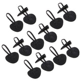 Max 6 Pairs PU Leather Horn Toggle Buttons Duffle Coat Fastener Buckle Black