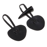 Max 6 Pairs PU Leather Horn Toggle Buttons Duffle Coat Fastener Buckle Black
