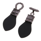 Maxbell 1 Pair PU Leather Toggle Buttons with Metal Hook Coat Fastener DIY Silver