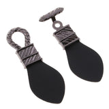 Maxbell 1 Pair PU Leather Toggle Buttons with Metal Hook Coat Fastener DIY Silver