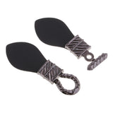 Maxbell 1 Pair PU Leather Toggle Buttons with Metal Hook Coat Fastener DIY Silver