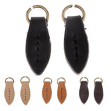 Max Vintage PU Leather Zipper Pull Zipp Puller Leaf Shape Sewing Fastener Black
