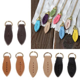 Max Vintage PU Leather Zipper Pull Zipp Puller Leaf Shape Sewing Fastener Black