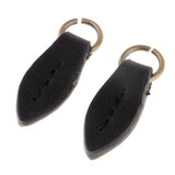 Max Vintage PU Leather Zipper Pull Zipp Puller Leaf Shape Sewing Fastener Black