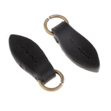 Max Vintage PU Leather Zipper Pull Zipp Puller Leaf Shape Sewing Fastener Black