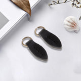 Max Vintage PU Leather Zipper Pull Zipp Puller Leaf Shape Sewing Fastener Black