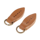 Max Vintage PU Leather Zipper Pull Zipp Puller Leaf Shape Sewing Fastener Brown