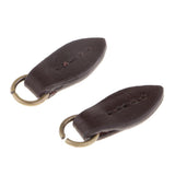 Max Vintage PU Leather Zipper Pull Zipp Puller Leaf Shape Sewing Fastener Coffee