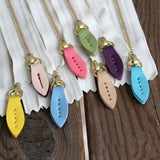Max Vintage PU Leather Zipper Pull Zipp Puller Leaf Shape Sewing Fastener Coffee