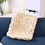 Max 25 Meters Chunky Wool Yarn  Soft Bulky Arm Knitting Wool Roving Beige