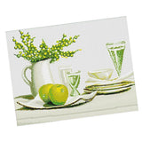 Maxbell 11CT Stamped Cross Stitch Kit for Beginners Green Summer Afternoon Tea Printed Design