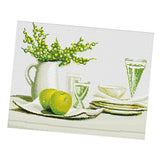 Maxbell 11CT Stamped Cross Stitch Kit for Beginners Green Summer Afternoon Tea Printed Design